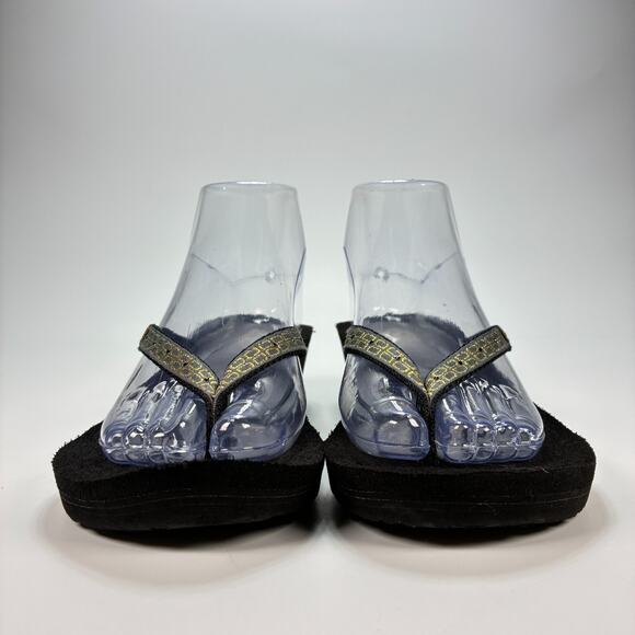 Teva Mush Black Wedge Flip Flop Thong Sandals Comfort Casual Women’s Size 7 - Picture 2 of 9